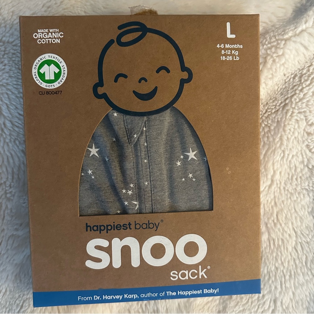 NIB happiest baby 100% organic SNOO sleep sack. Size L 4-6 months